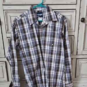 Wrangler Black and White Pearl Snap Shirt